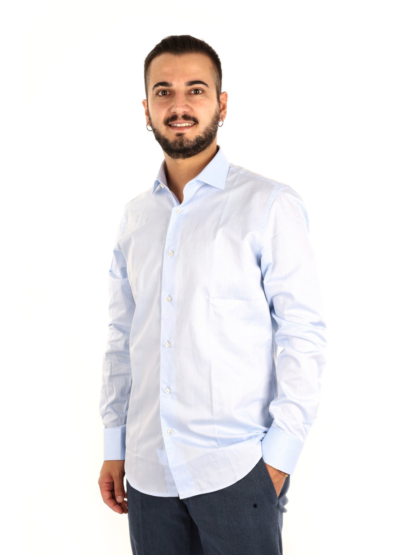 Fb Brillantine 12, camicia da uomo azzurra