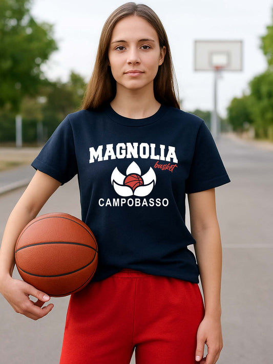 T-SHIRT MAGNOLIA BASKET DONNA BLU