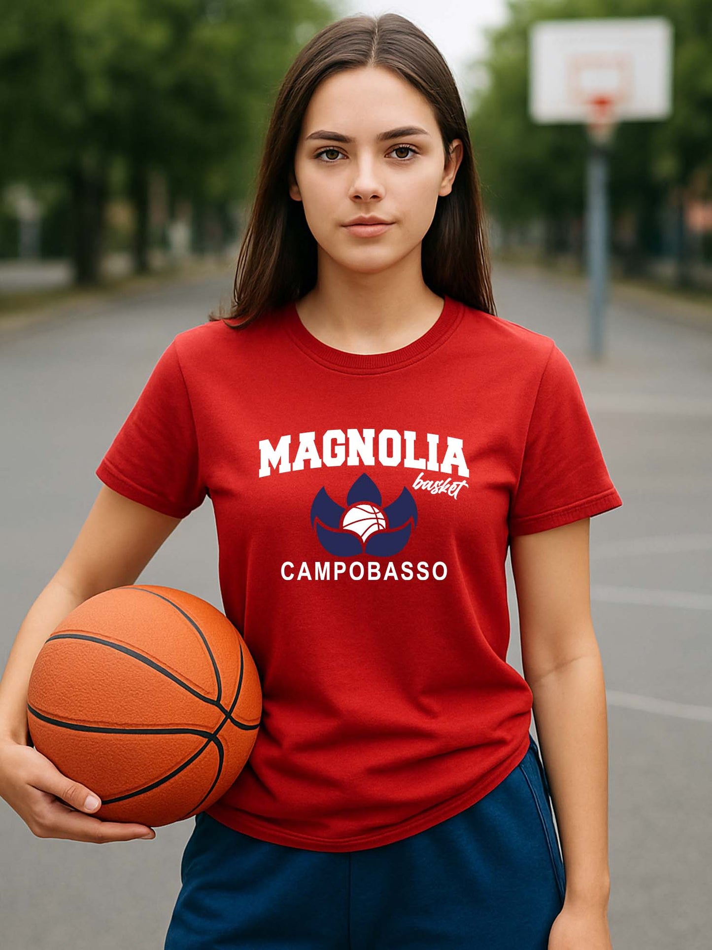 T-SHIRT MAGNOLIA BASKET DONNA ROSSO