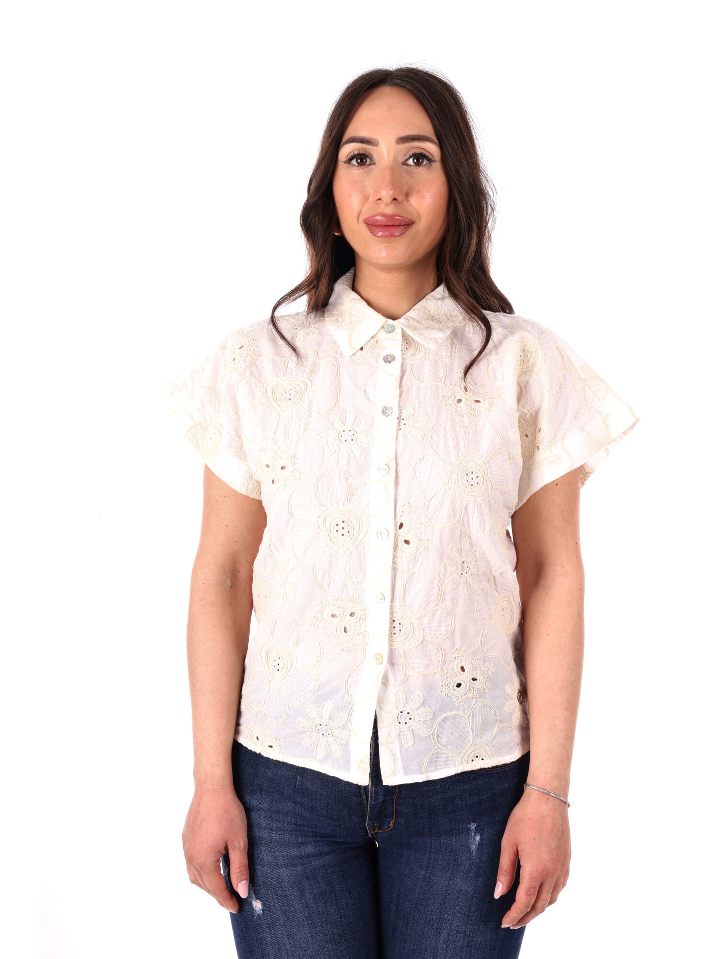 Yes-Zee camicia bianca donna per la primavera-estate