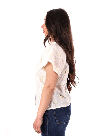 Yes-Zee camicia bianca donna per la primavera-estate