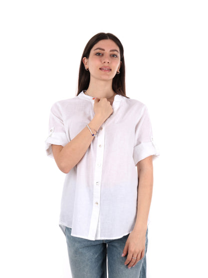 YES ZEE CAMICIA LINO - BIANCO