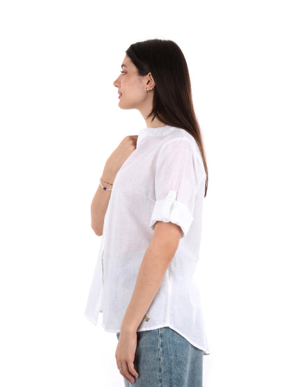 YES ZEE CAMICIA LINO - BIANCO