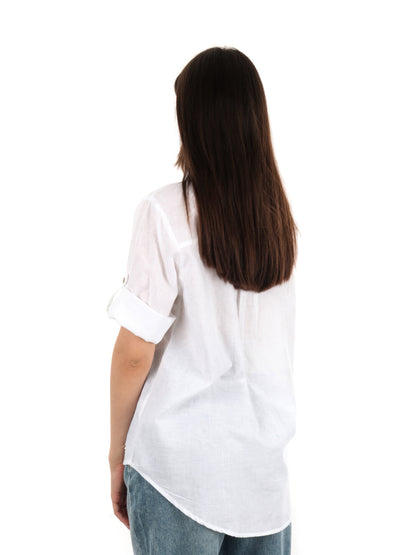 YES ZEE CAMICIA LINO - BIANCO