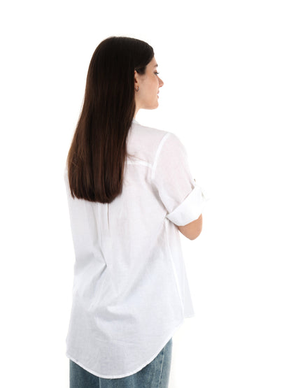 YES ZEE CAMICIA LINO - BIANCO