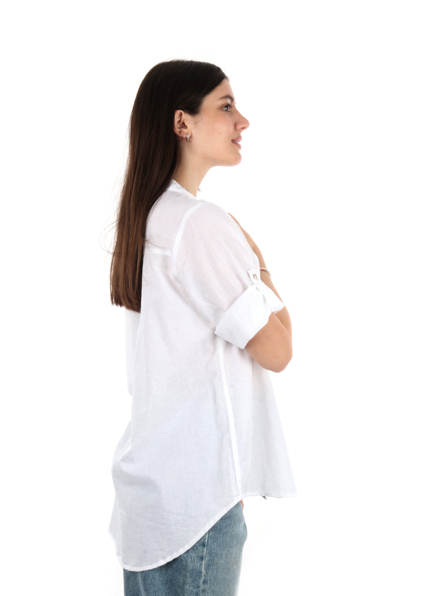 YES ZEE CAMICIA LINO - BIANCO