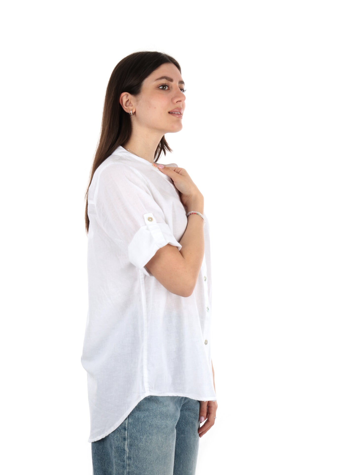 YES ZEE CAMICIA LINO - BIANCO
