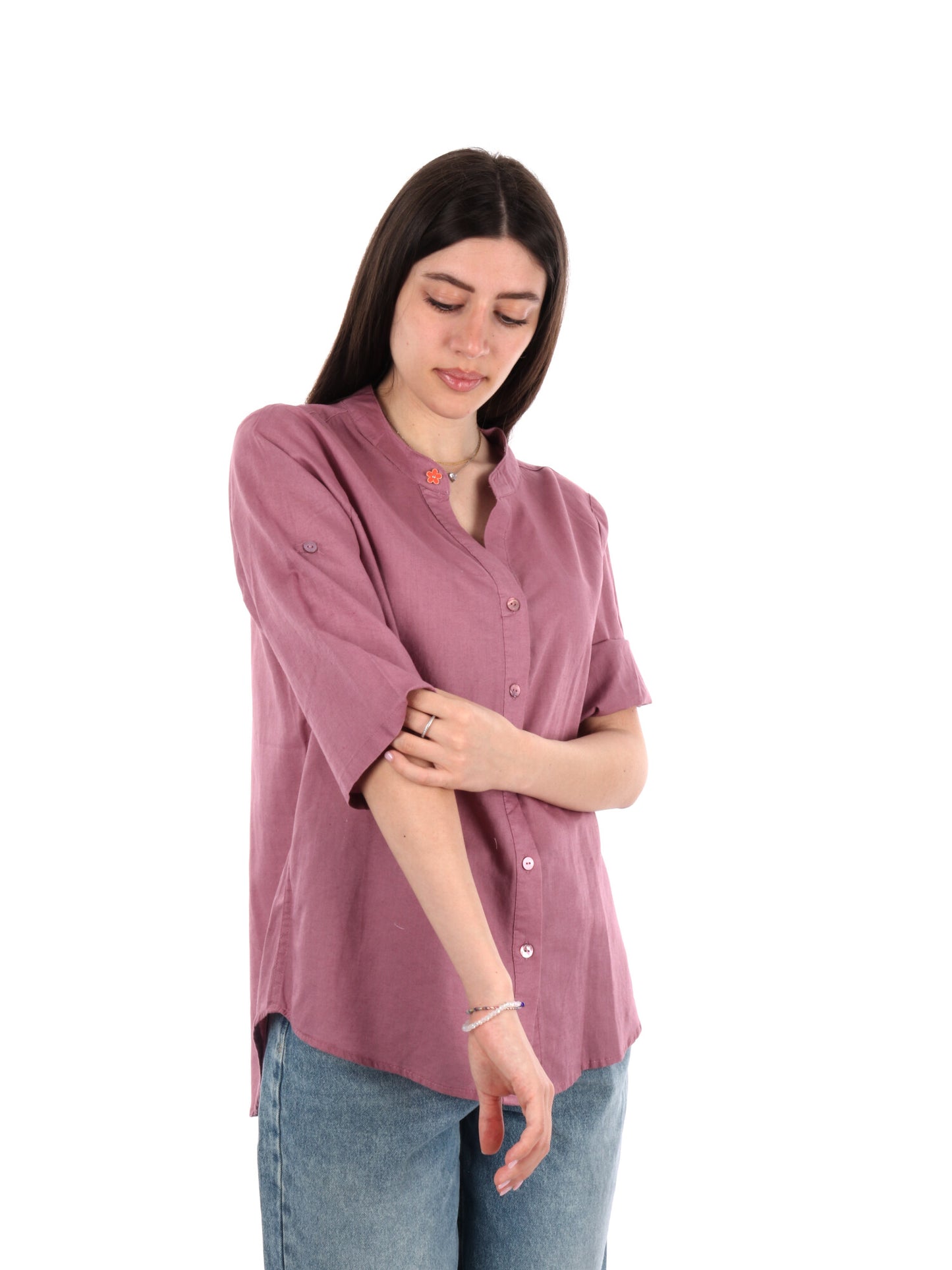 YES ZEE CAMICIA LINO - ROSA
