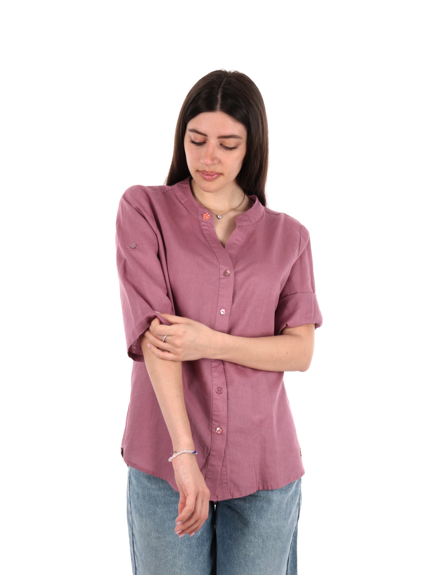 YES ZEE CAMICIA LINO - ROSA