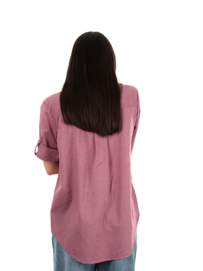 YES ZEE CAMICIA LINO - ROSA