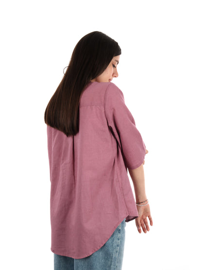 YES ZEE CAMICIA LINO - ROSA