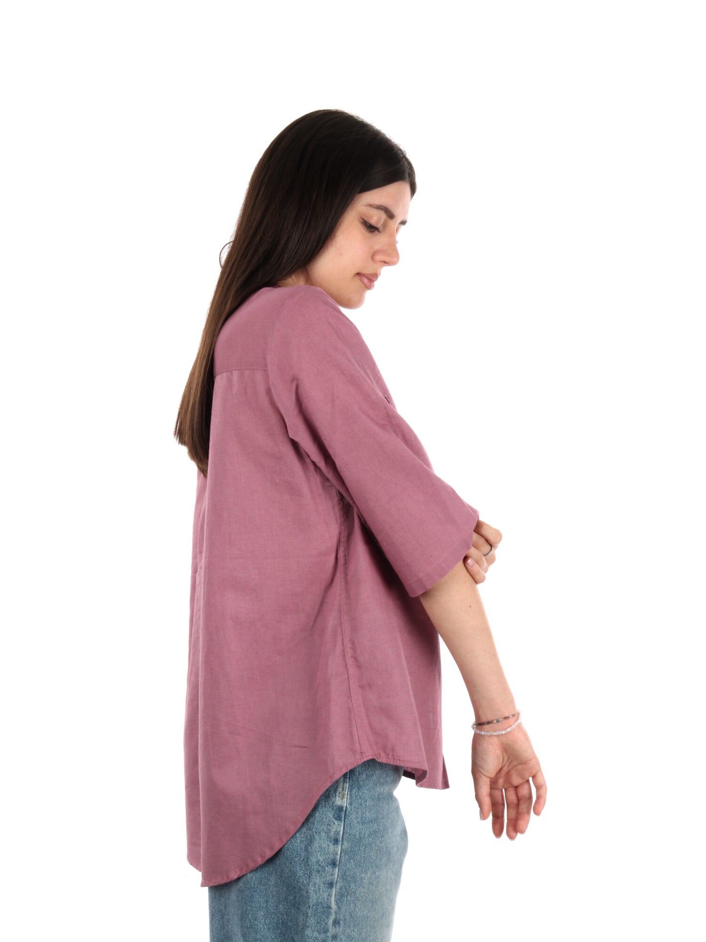 YES ZEE CAMICIA LINO - ROSA