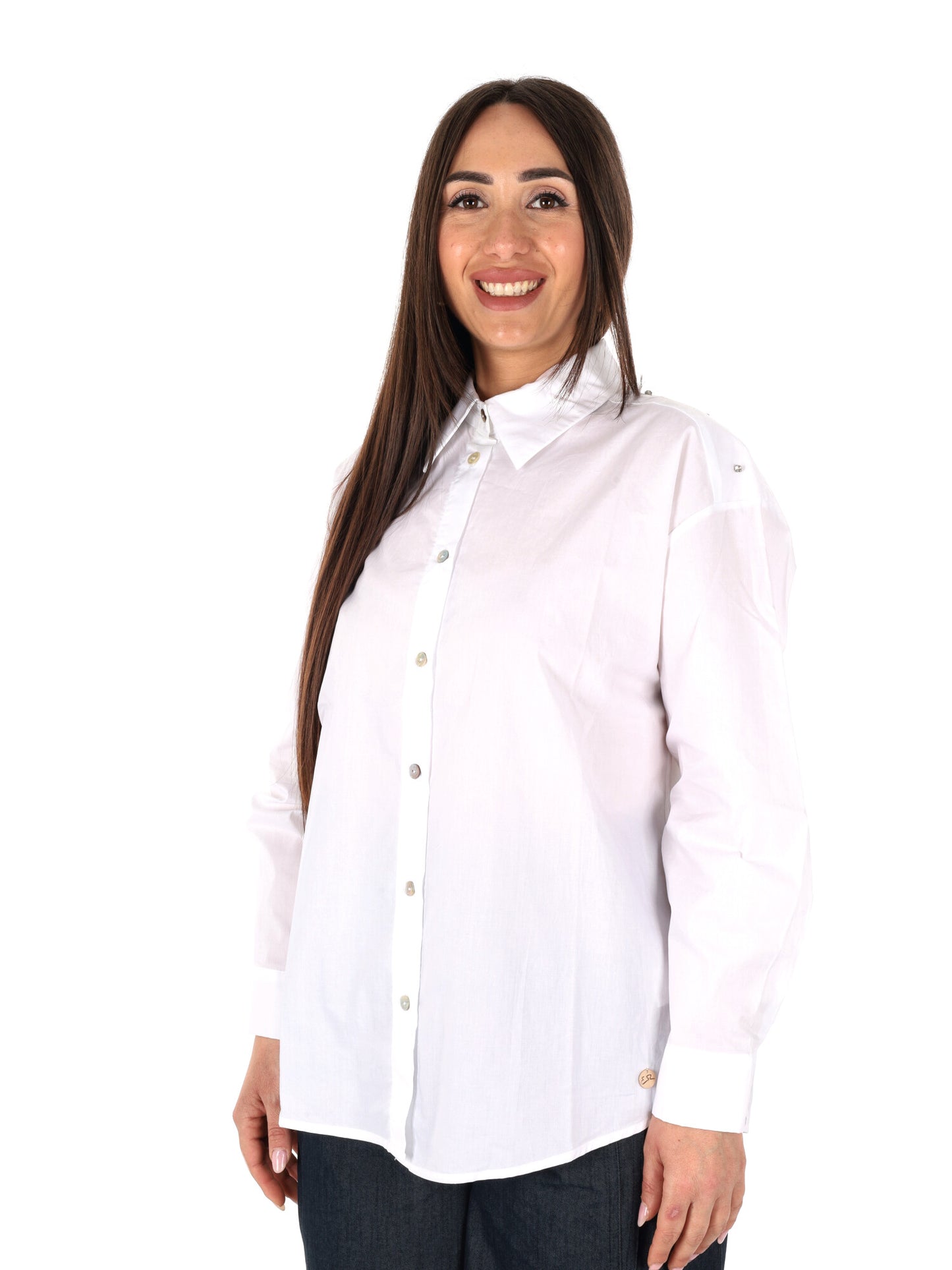 Yes-Zee camicia donna bianca dalla linea pulita