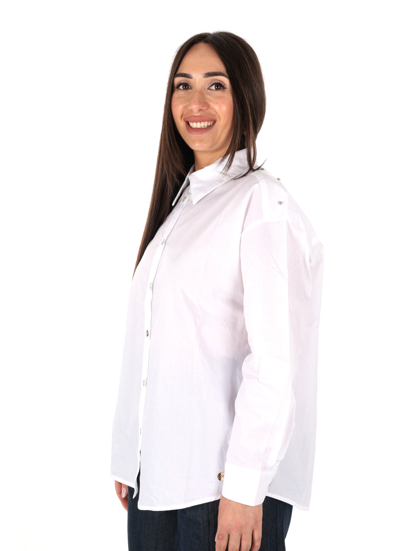 Yes-Zee camicia donna bianca dalla linea pulita
