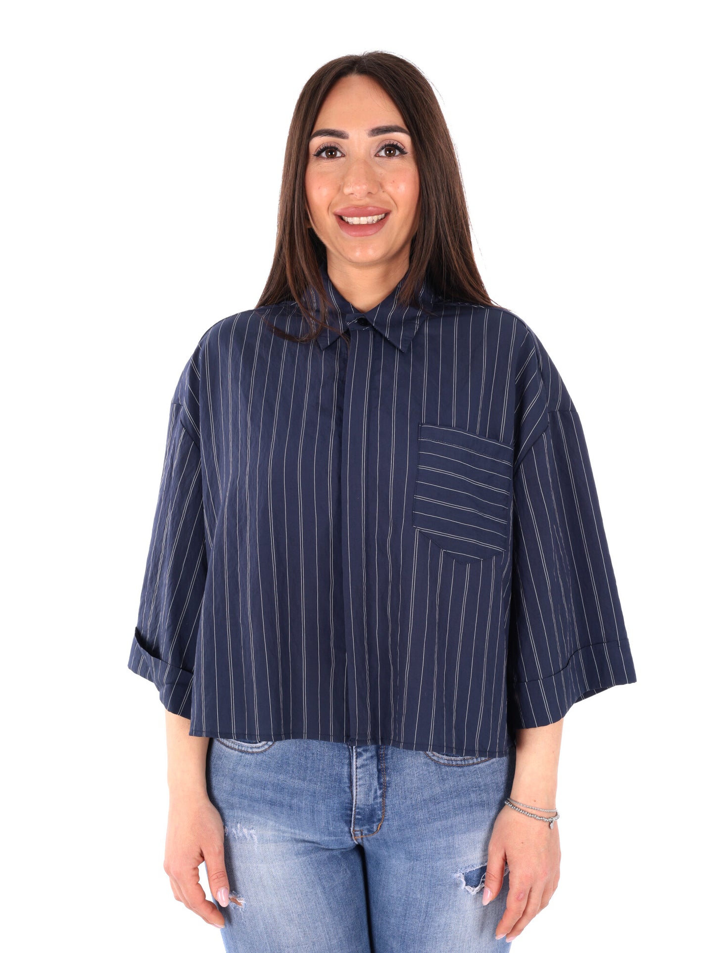 Camicia Yes-Zee donna blu per primavera estate