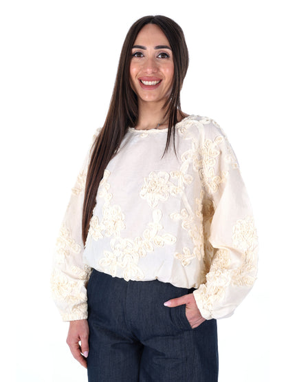 Yes-Zee blusa donna beige ideale per la primavera-estate