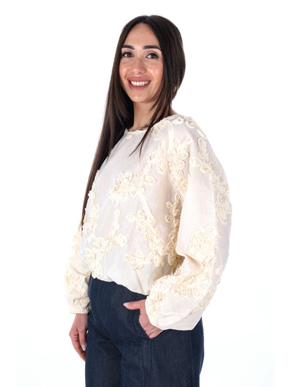 Yes-Zee blusa donna beige ideale per la primavera-estate