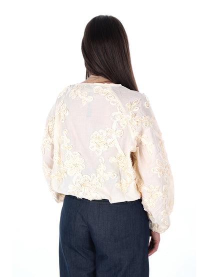 Yes-Zee blusa donna beige ideale per la primavera-estate