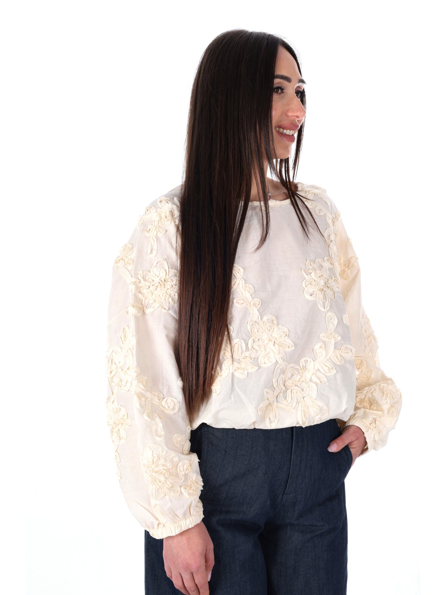 Yes-Zee blusa donna beige ideale per la primavera-estate