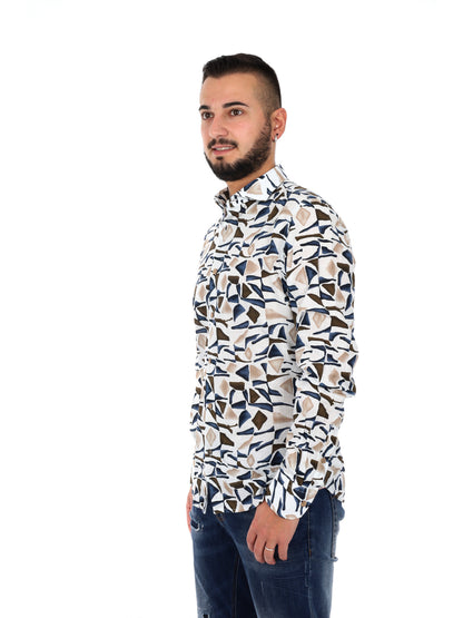 Camicia Yes-Zee uomo multicolore dal design unico