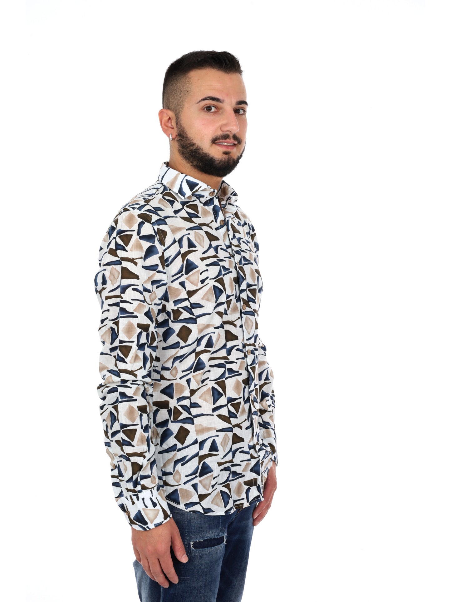 Camicia Yes-Zee uomo multicolore dal design unico