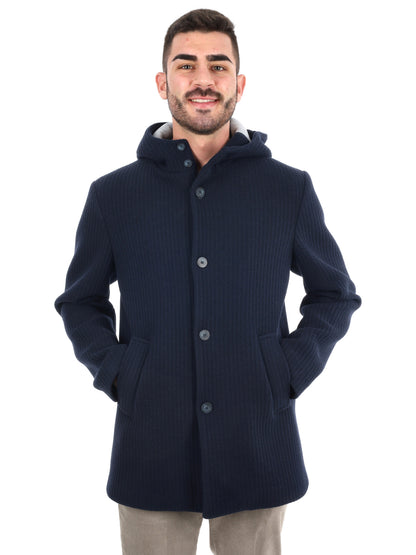 CAPPOTTO IN MAGLIA CON CAPPUCCIO FB DA UOMO BLU