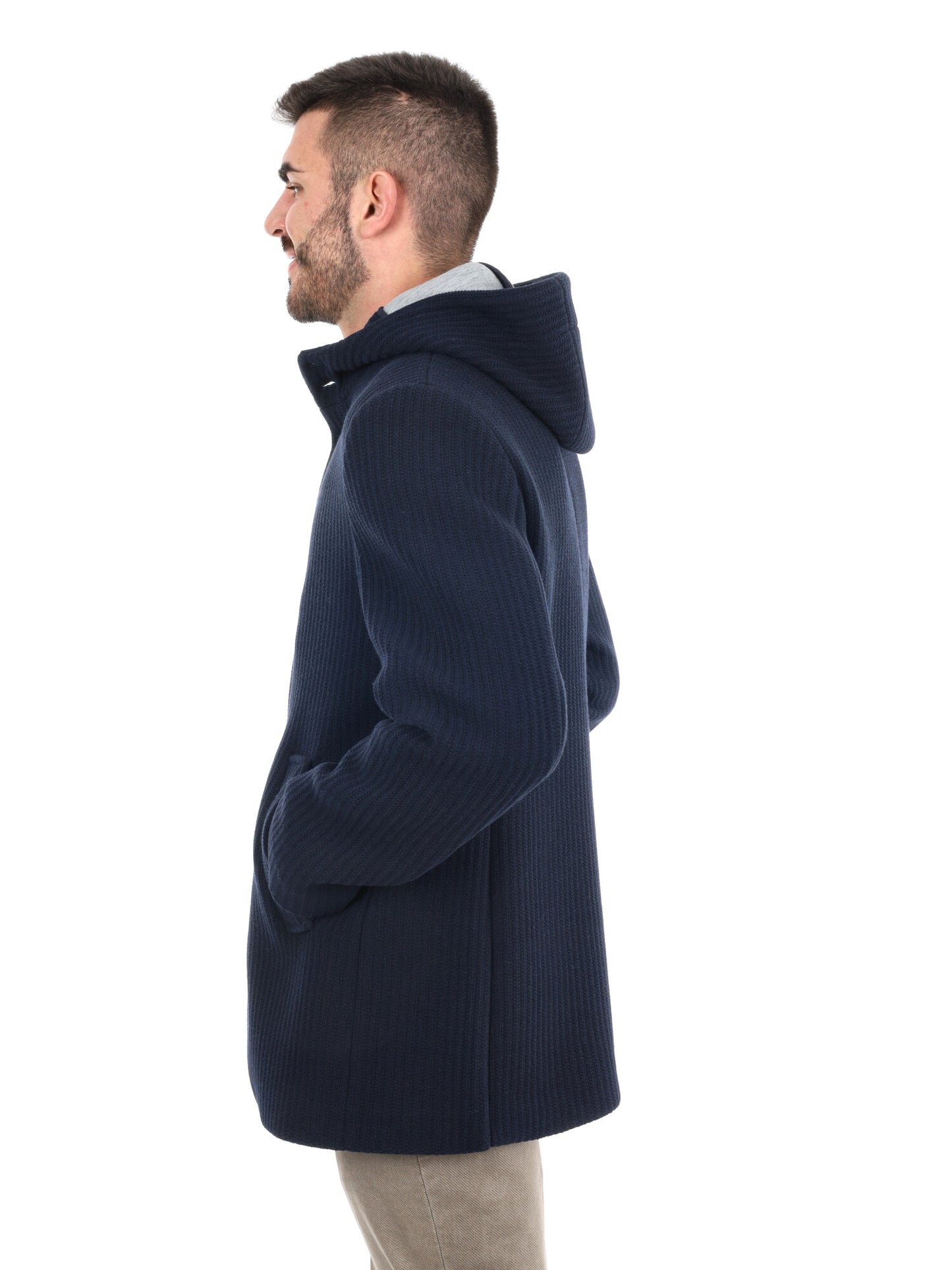 CAPPOTTO IN MAGLIA CON CAPPUCCIO FB DA UOMO BLU