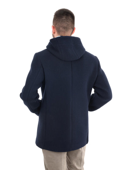 CAPPOTTO IN MAGLIA CON CAPPUCCIO FB DA UOMO BLU