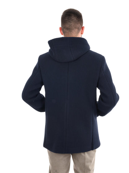 CAPPOTTO IN MAGLIA CON CAPPUCCIO FB DA UOMO BLU