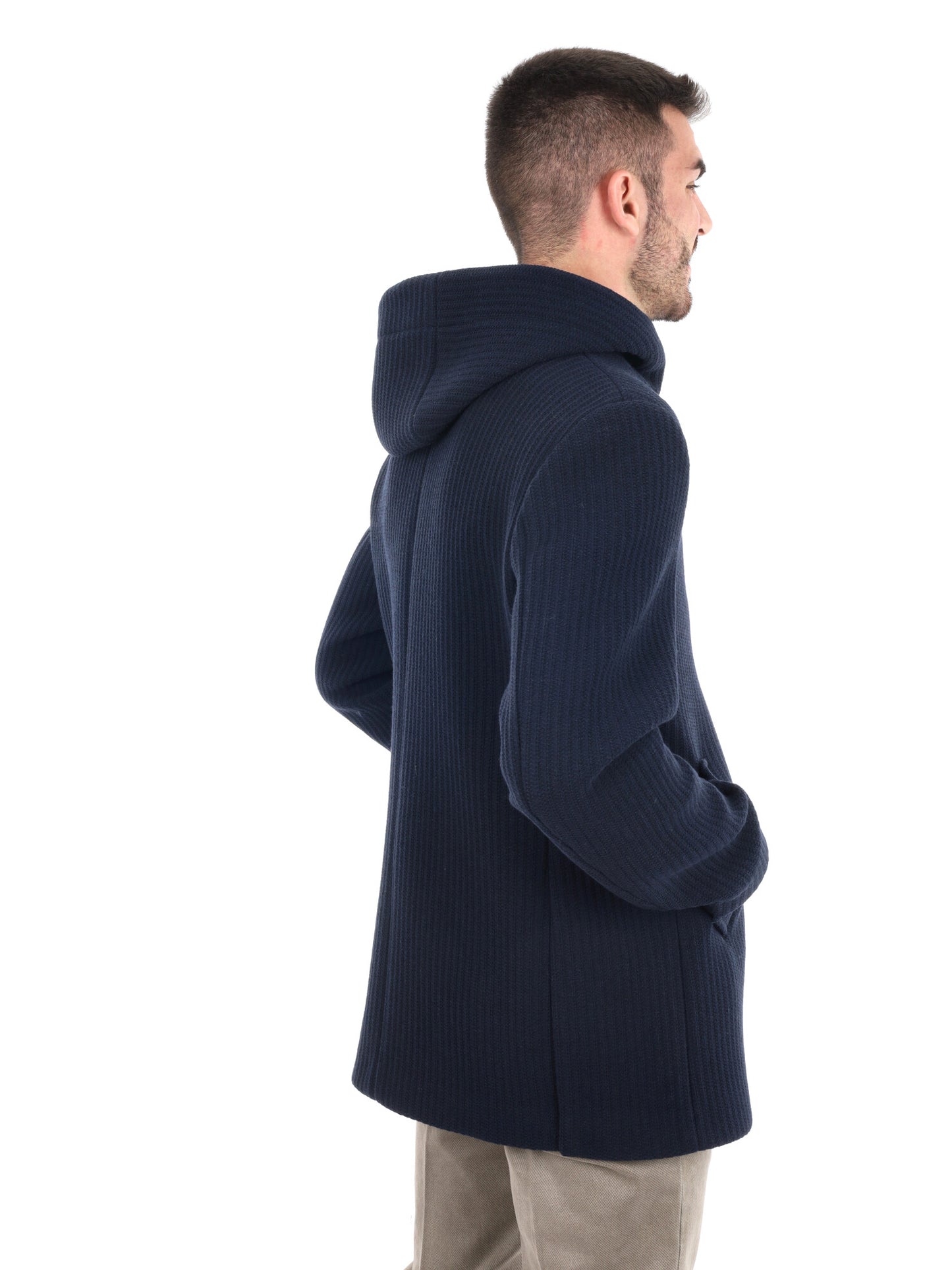 CAPPOTTO IN MAGLIA CON CAPPUCCIO FB DA UOMO BLU