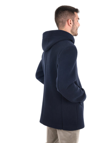 CAPPOTTO IN MAGLIA CON CAPPUCCIO FB DA UOMO BLU