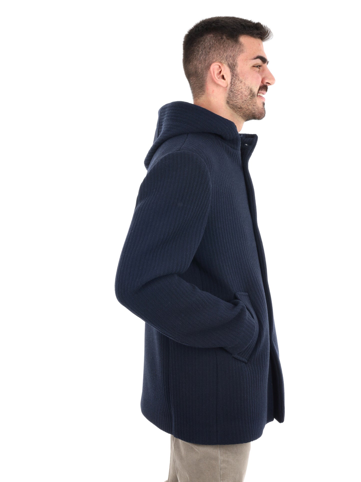 CAPPOTTO IN MAGLIA CON CAPPUCCIO FB DA UOMO BLU
