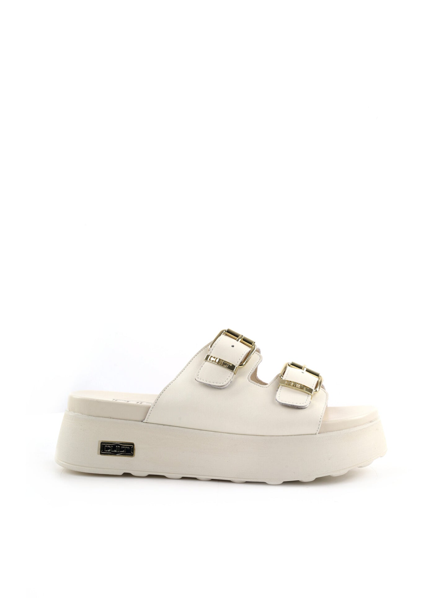 Sandali Janis di Cult donna in cuoio crema con fibbie metalliche