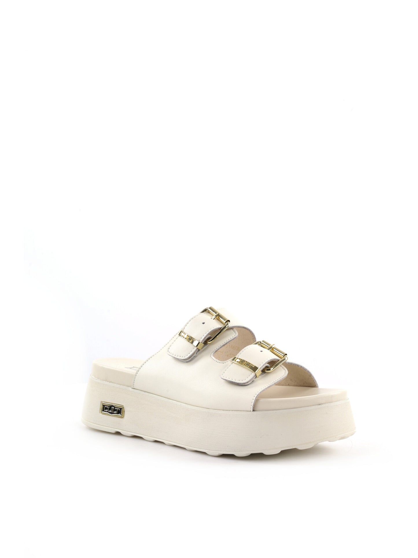 Sandali Janis di Cult donna in cuoio crema con fibbie metalliche
