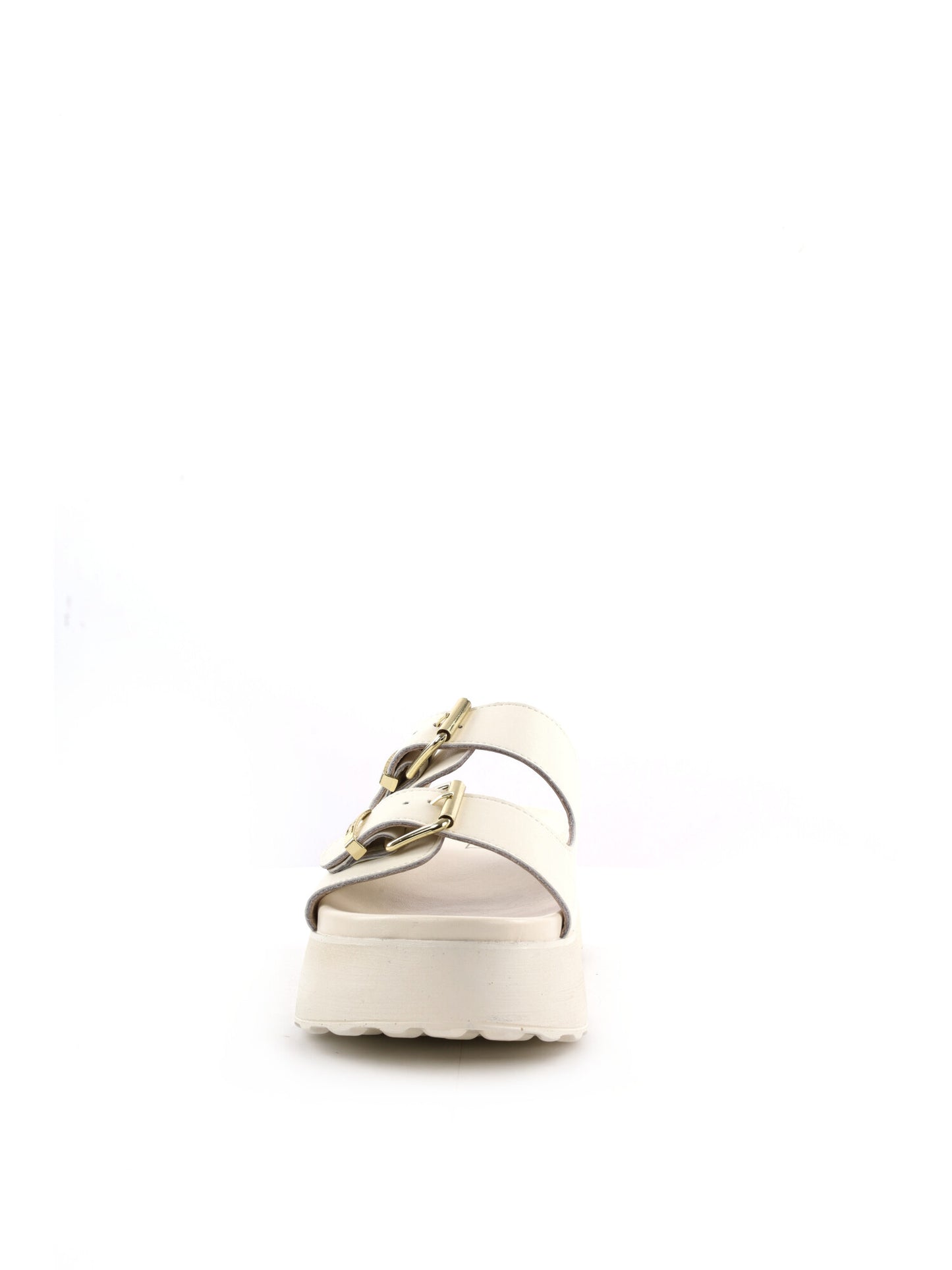 Sandali Janis di Cult donna in cuoio crema con fibbie metalliche