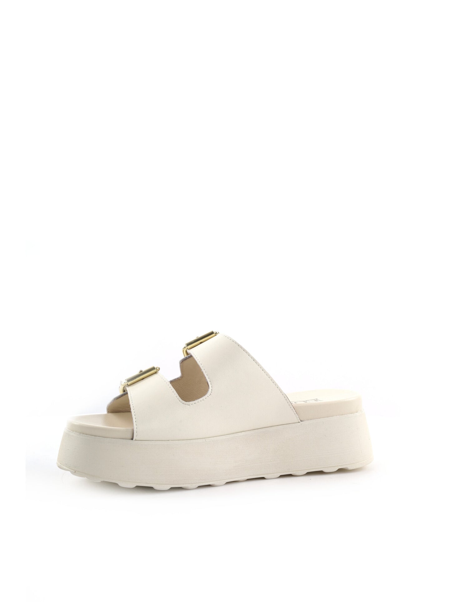 Sandali Janis di Cult donna in cuoio crema con fibbie metalliche