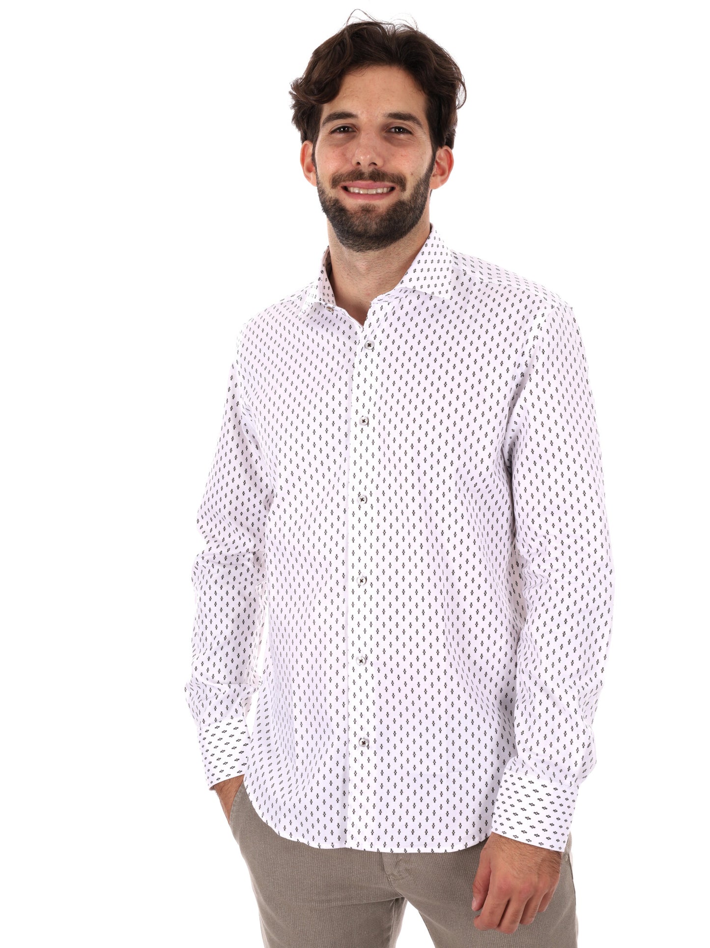 CAMICIA SLIM FB DA UOMO BIANCO MARRONEL