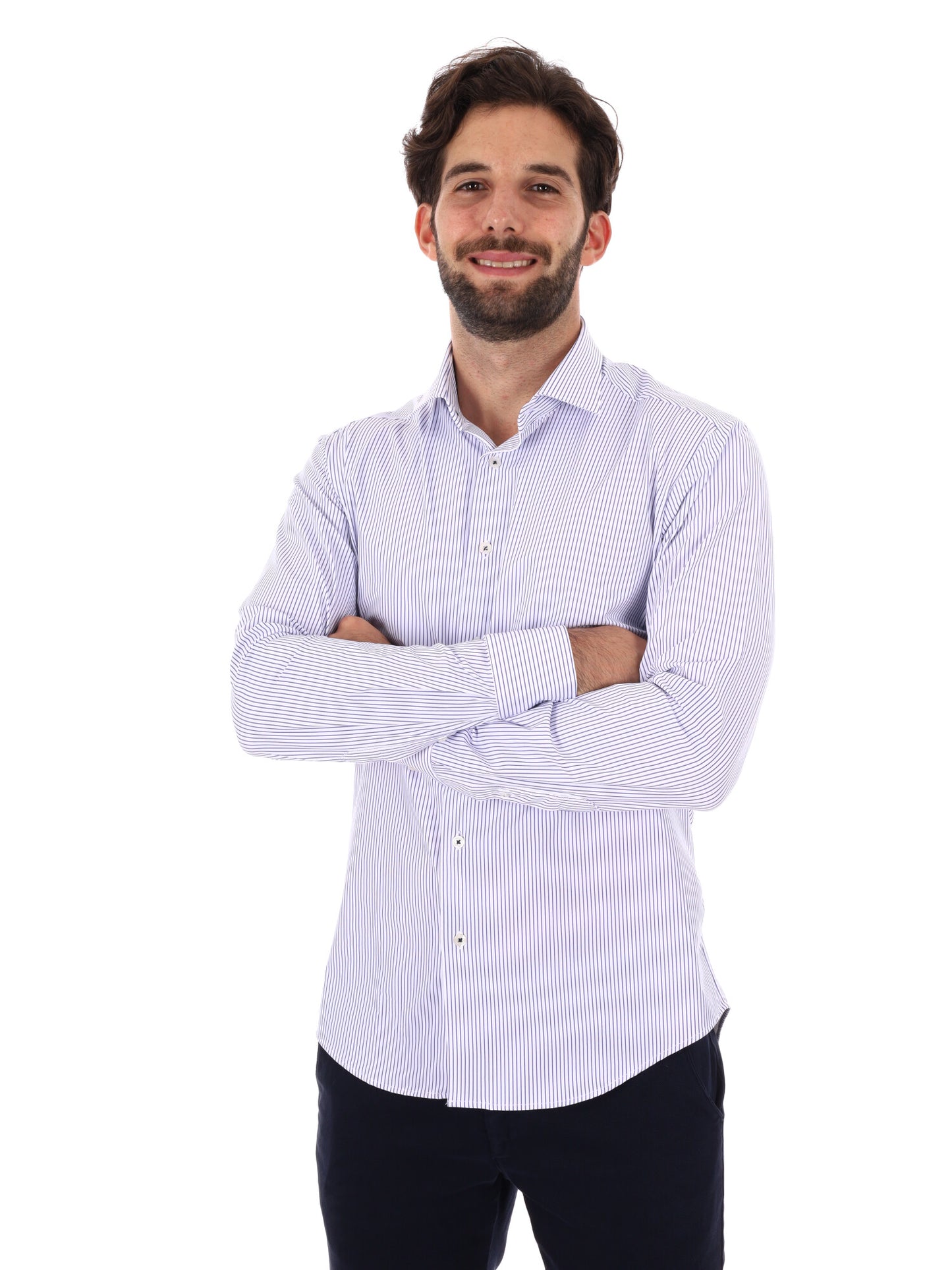 CAMICIA A RIGHE FB DA UOMO BIANCO BLU