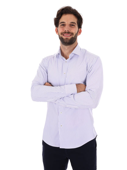 CAMICIA A RIGHE FB DA UOMO BIANCO BLU