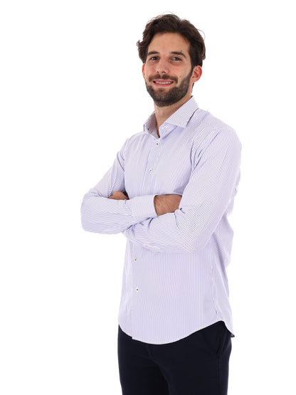 CAMICIA A RIGHE FB DA UOMO BIANCO BLU