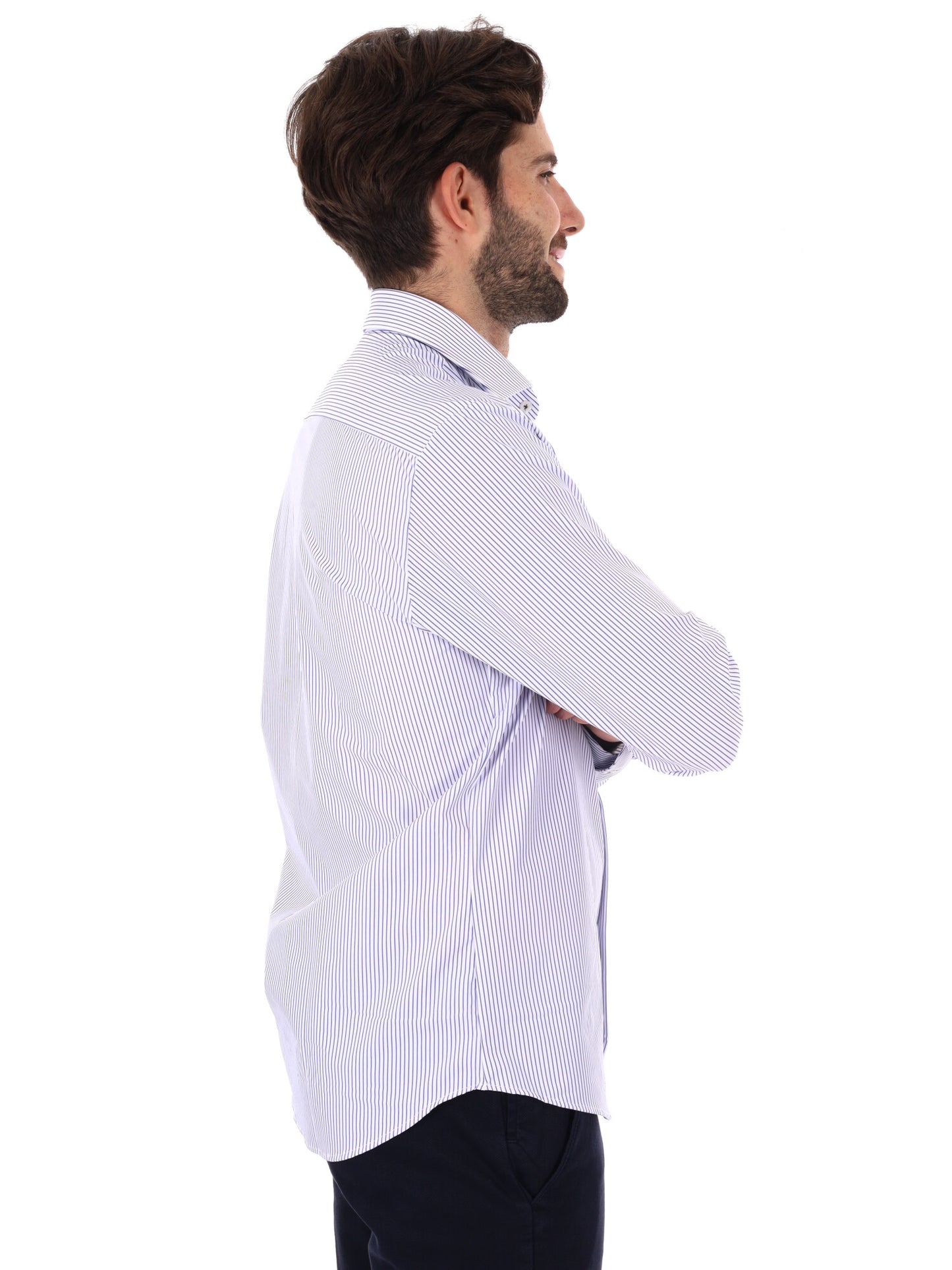 CAMICIA A RIGHE FB DA UOMO BIANCO BLU