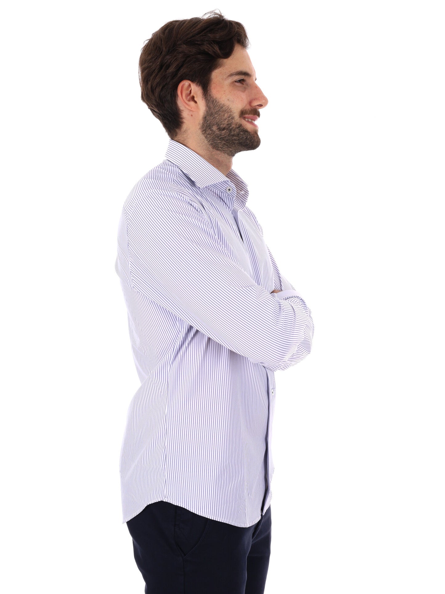 CAMICIA A RIGHE FB DA UOMO BIANCO BLU