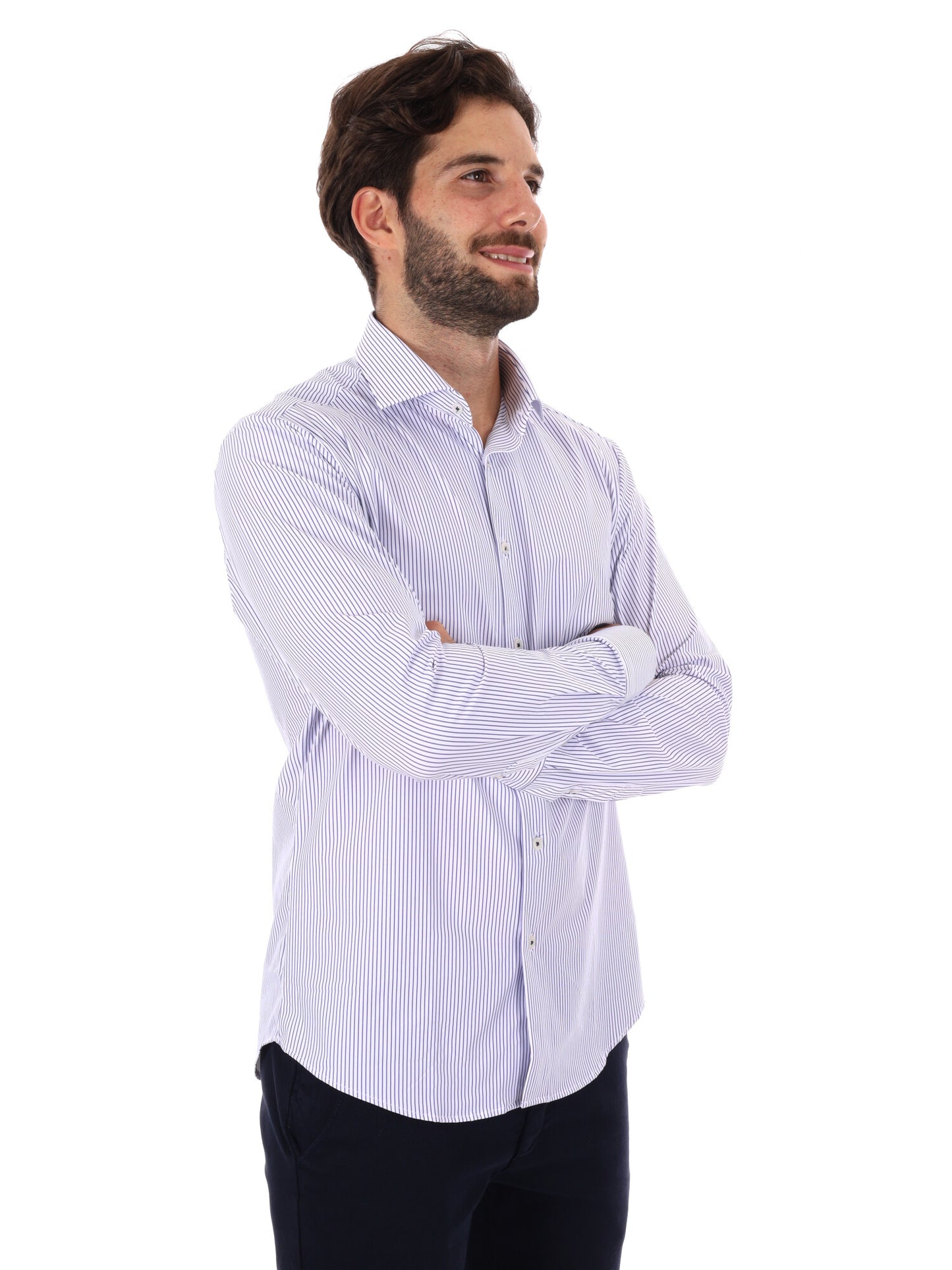 CAMICIA A RIGHE FB DA UOMO BIANCO BLU