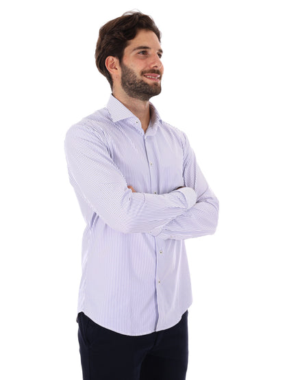CAMICIA A RIGHE FB DA UOMO BIANCO BLU