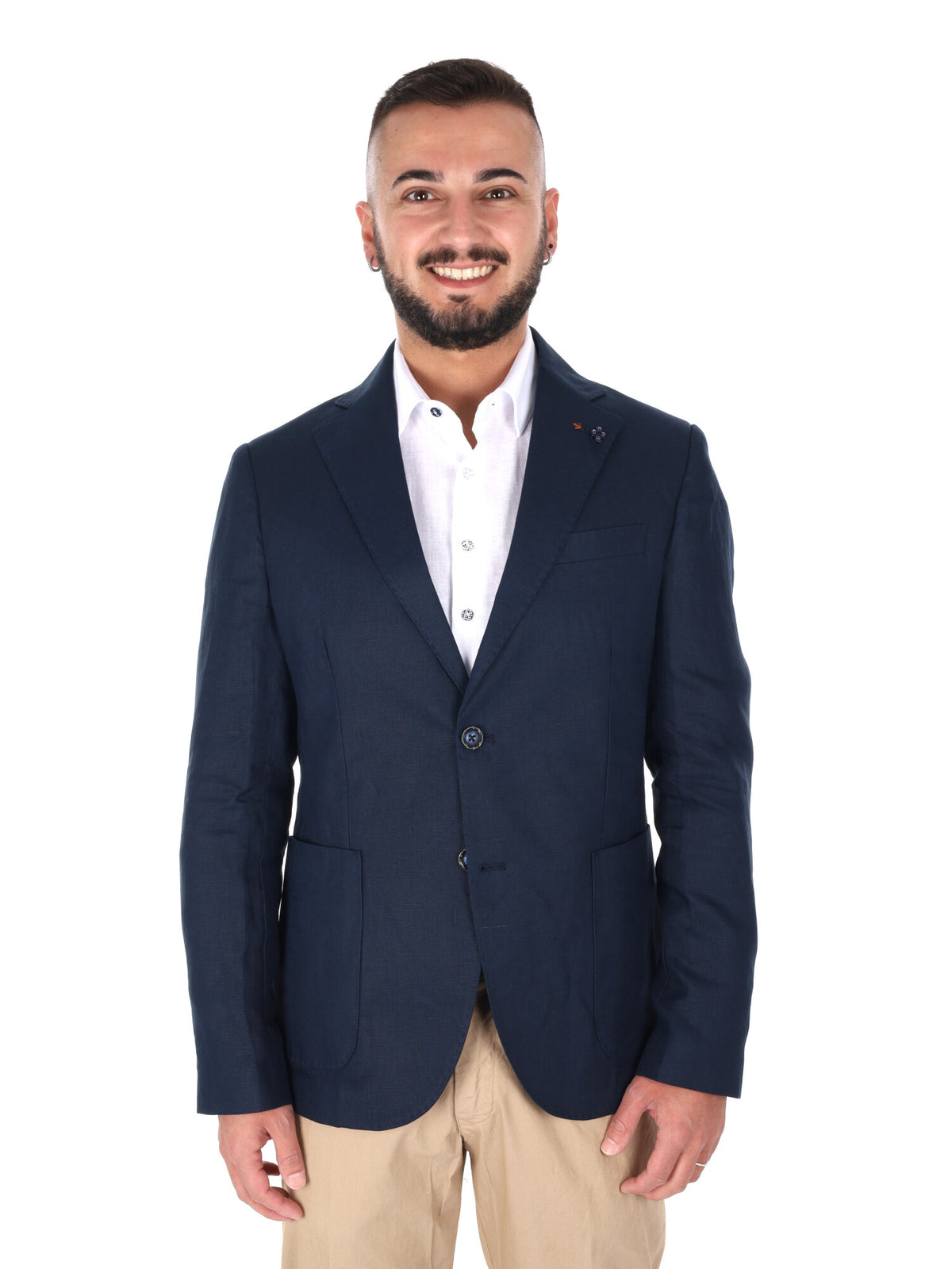 F.b. giacca lino da uomo blu