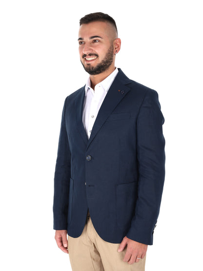 F.b. giacca lino da uomo blu