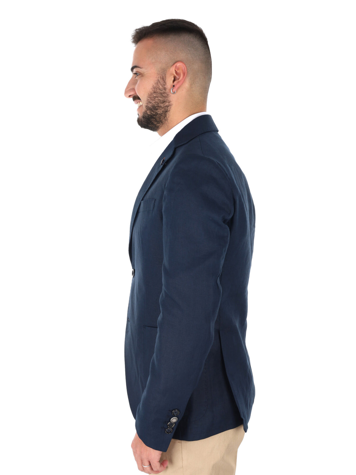 F.b. giacca lino da uomo blu