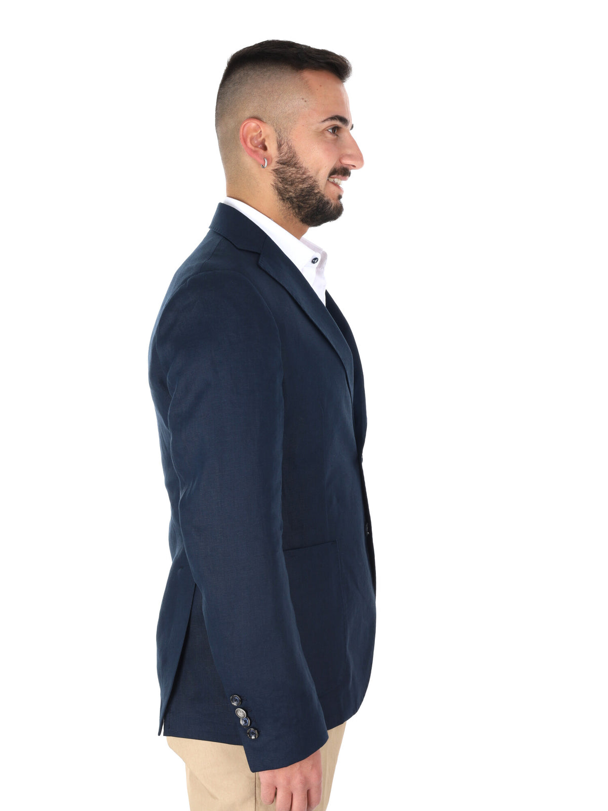 F.b. giacca lino da uomo blu
