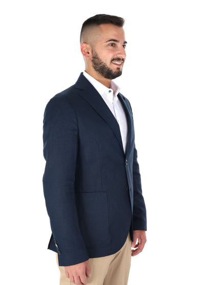 F.b. giacca lino da uomo blu