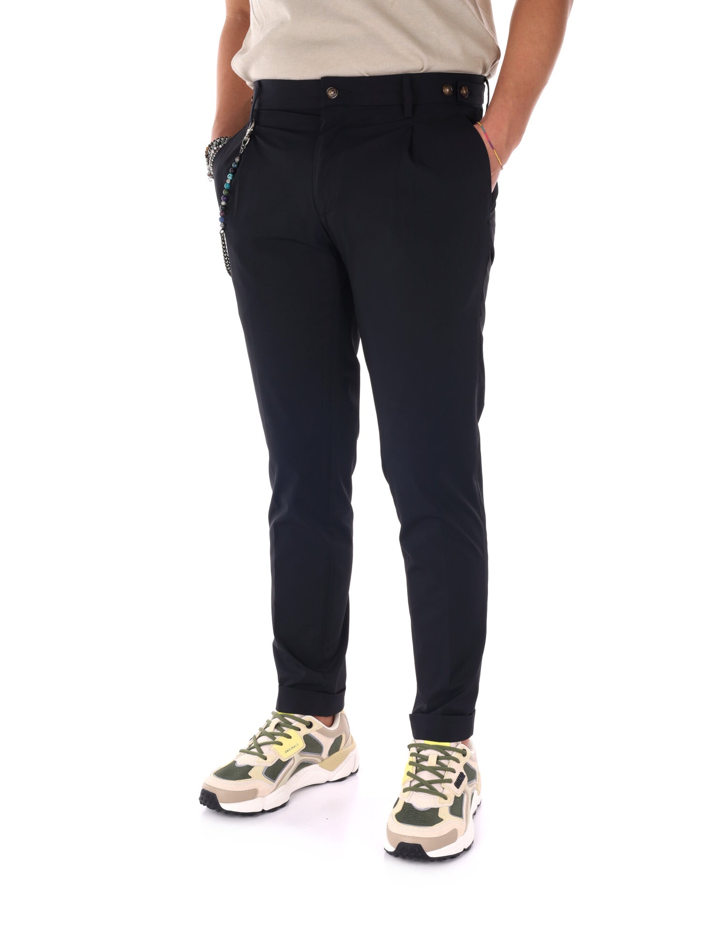 Pantaloni FB CR947 Catena neri da uomo casual per uso quotidiano